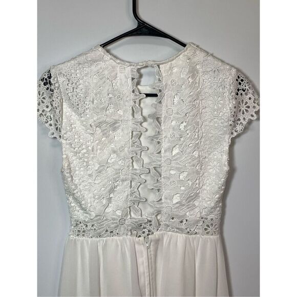 Francesca's Women's Open Back Lace Lined Cap Sleeve Mini Dress White Size XS - Picture 8 of 9